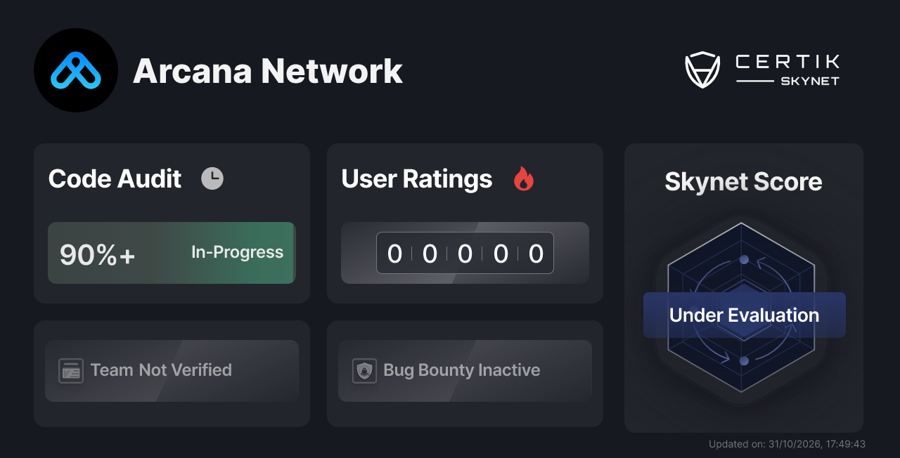 Arcana Network - CertiK Skynet Project Insight