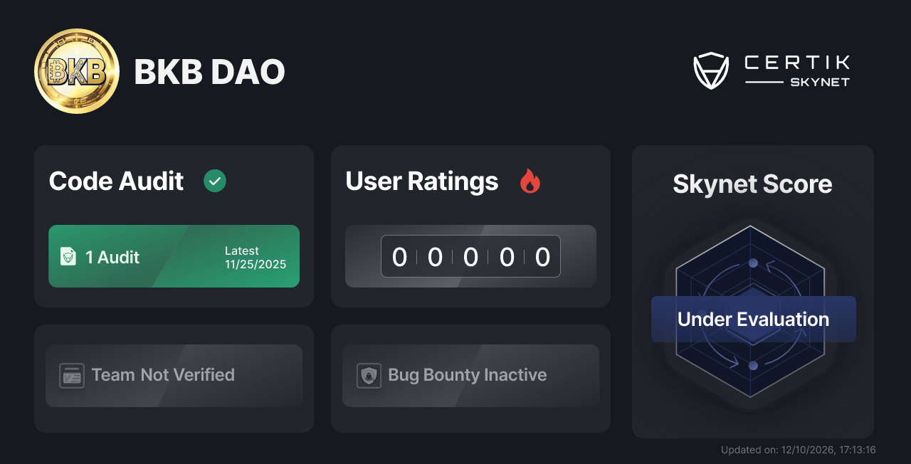 BKB DAO - CertiK Skynet Project Insight