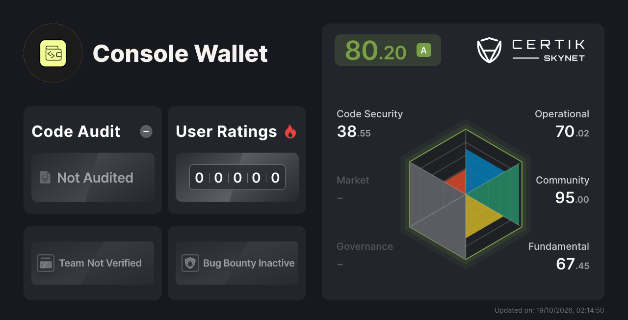 Console Wallet - CertiK Skynet Project Insight