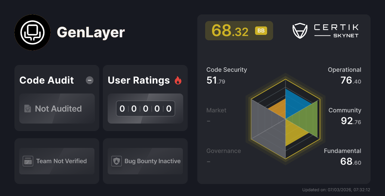 GenLayer - CertiK Skynet 프로젝트 정보