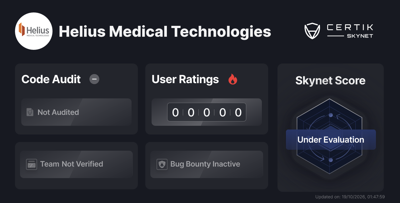 Helius Medical Technologies - CertiK Skynet Project Insight