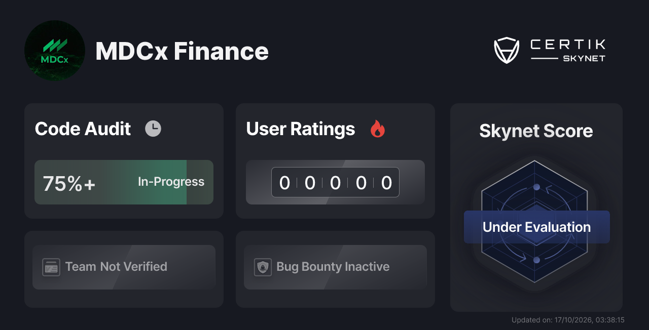 MDCx Finance - CertiK Skynet Project Insight