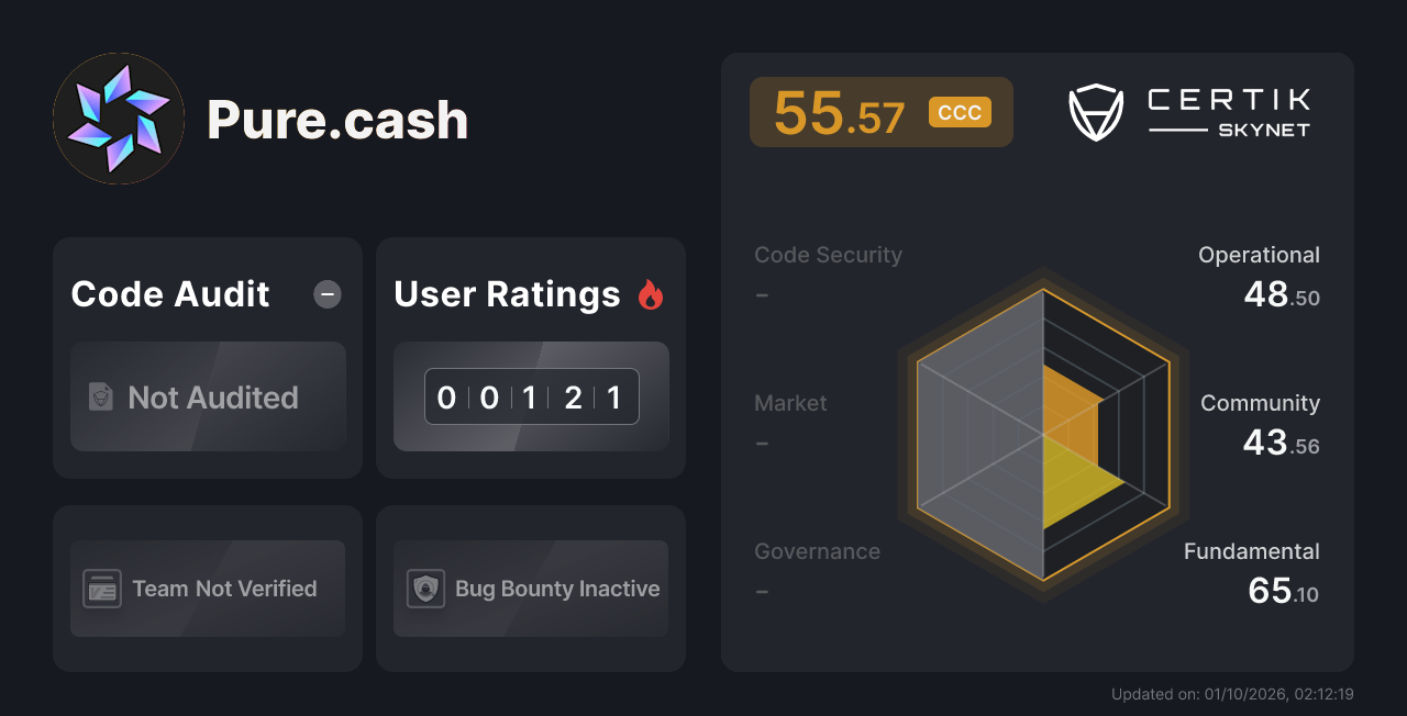 Pure.cash - CertiK Skynet Project Insight