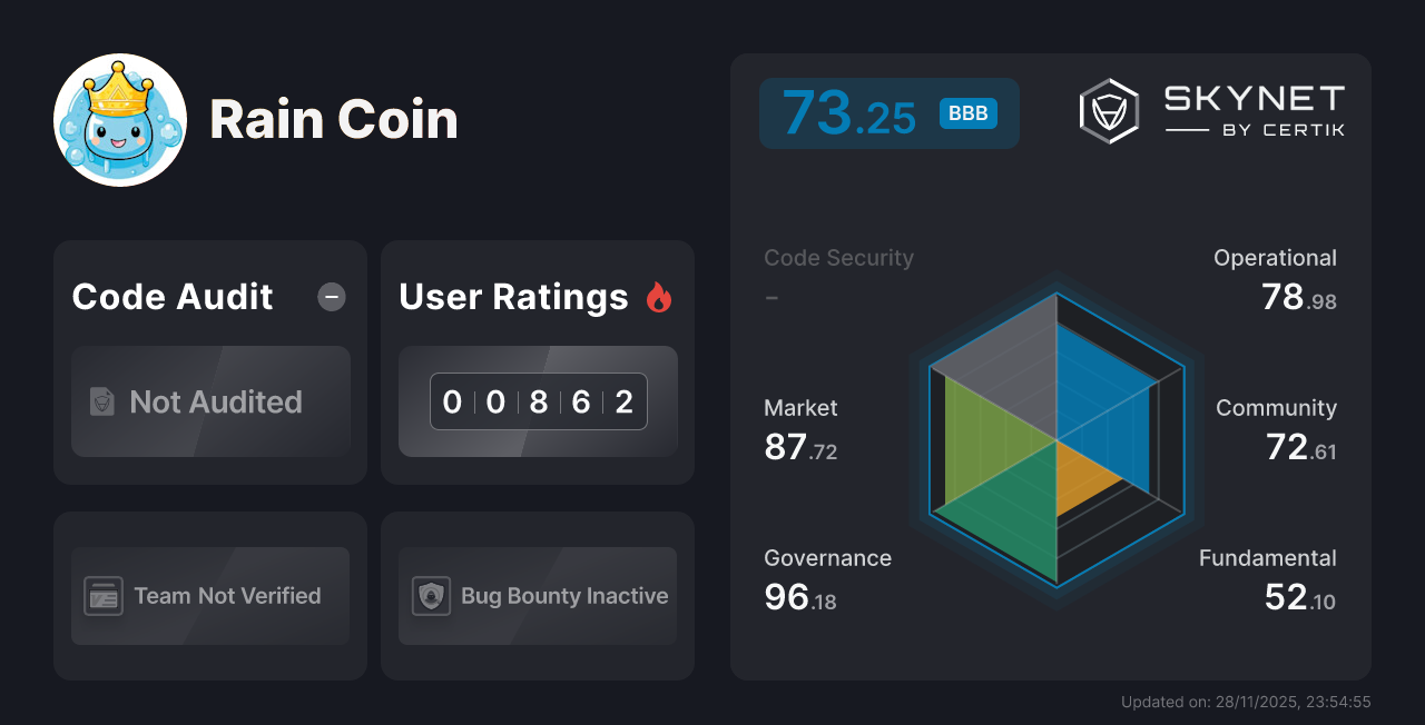 Rain Coin - CertiK Skynet Project Insight