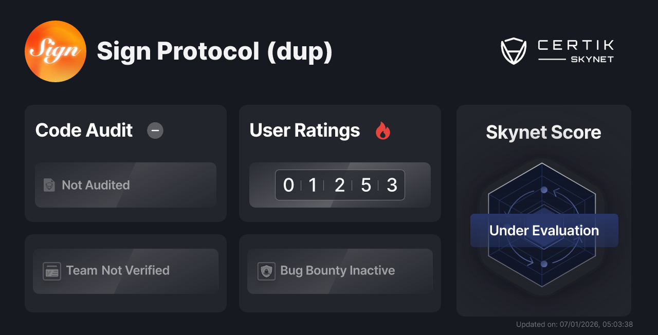 Sign Protocol (dup) - CertiK Skynet Project Insight
