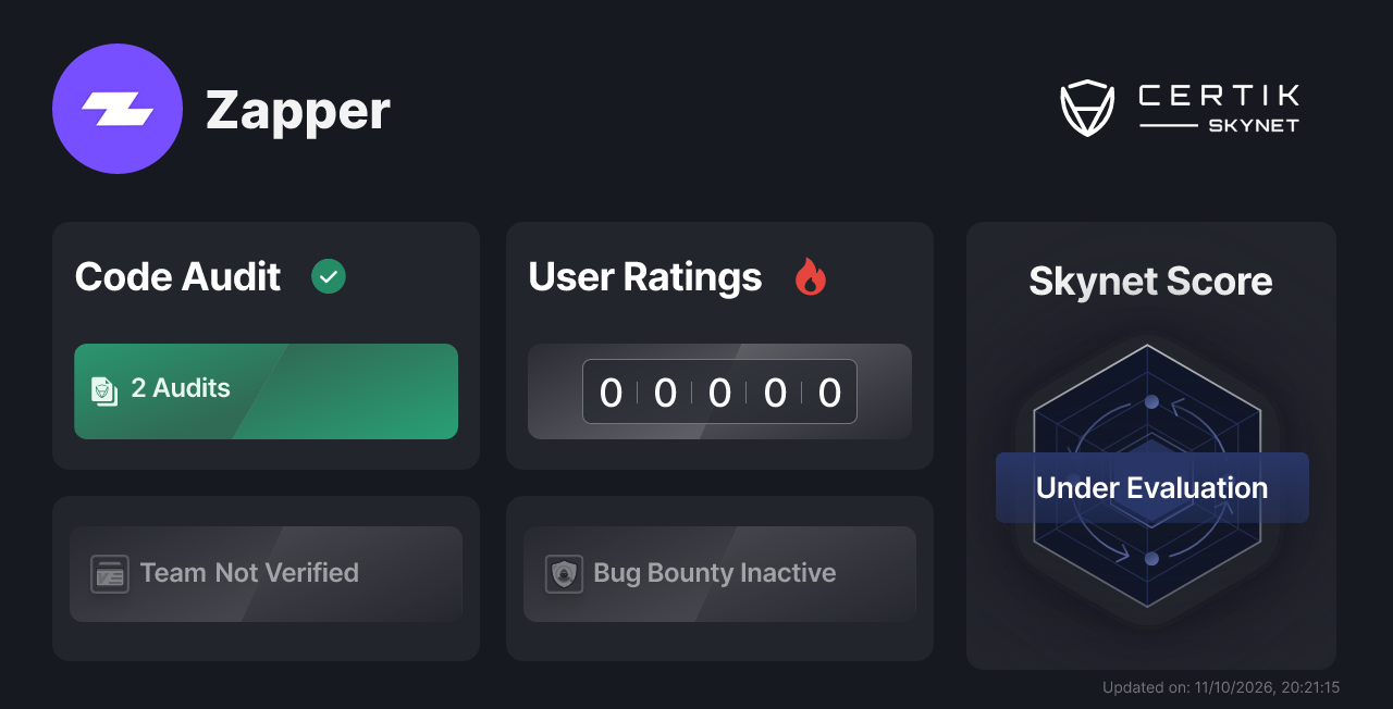 Zapper - CertiK Skynet Project Insight