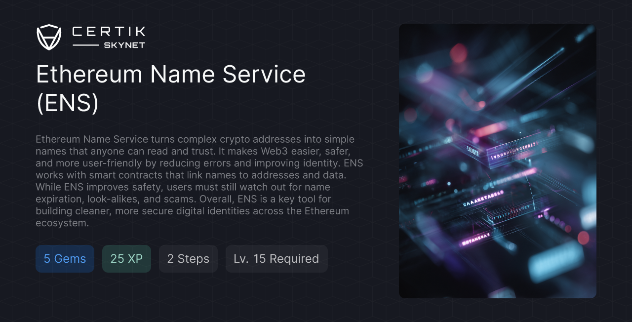 이더리움 네임 서비스(ENS) - CertiK 퀘스트