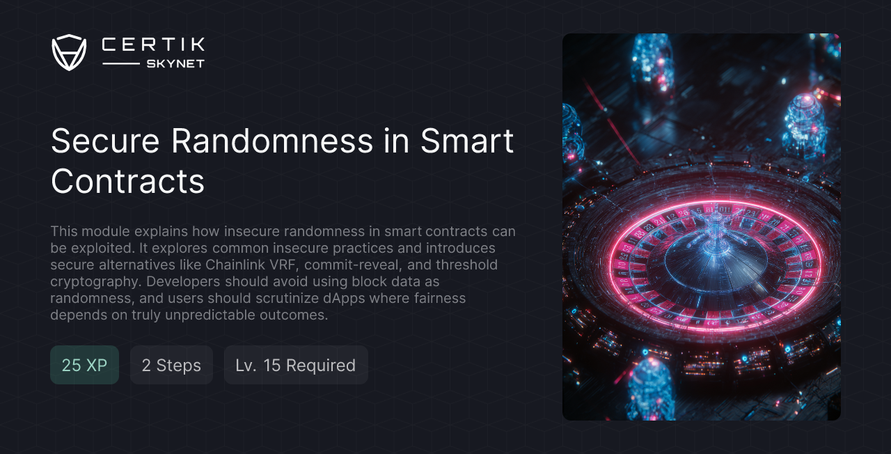 Secure Randomness in Smart Contracts - CertiK Quest